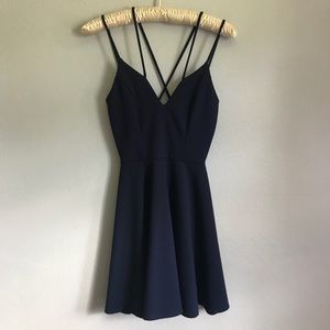 Short blue skater dress
